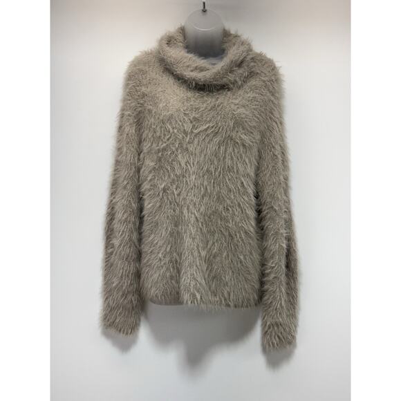 Express Gray Fuzzy Sweater Turtleneck Oversized Women’s Size Small - Picture 1 of 9